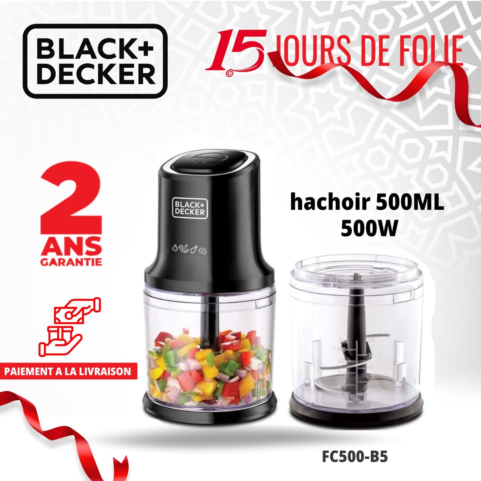 FC500 Hachoir BLACK + DECKER 500W 4 LAMES